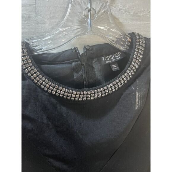 New TOPSHOP Embellished High Neck Dress Tunic Black 2 - Picture 4 of 6